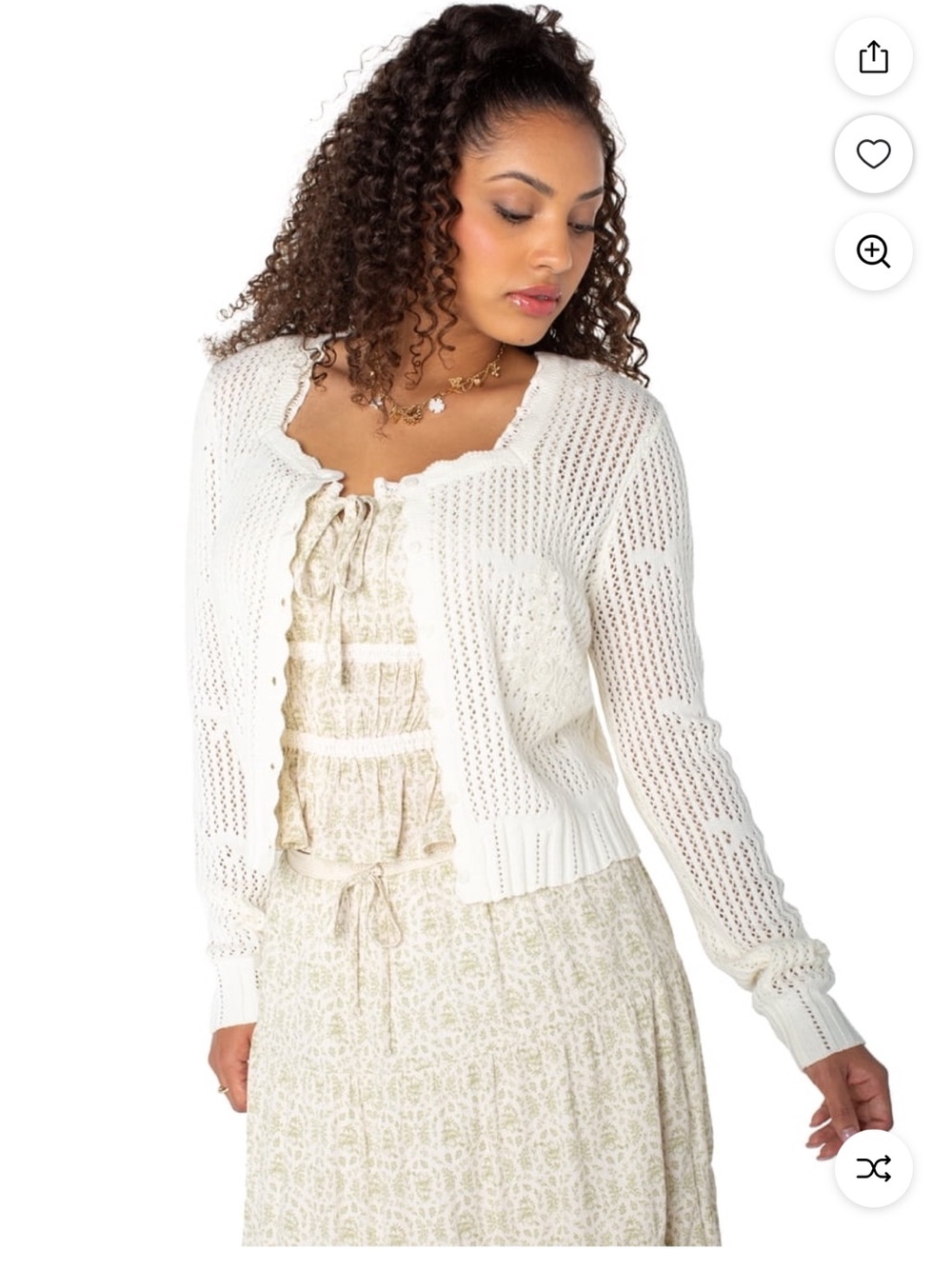 Bridgerton Crochet Cardigan Square Neck Sweater